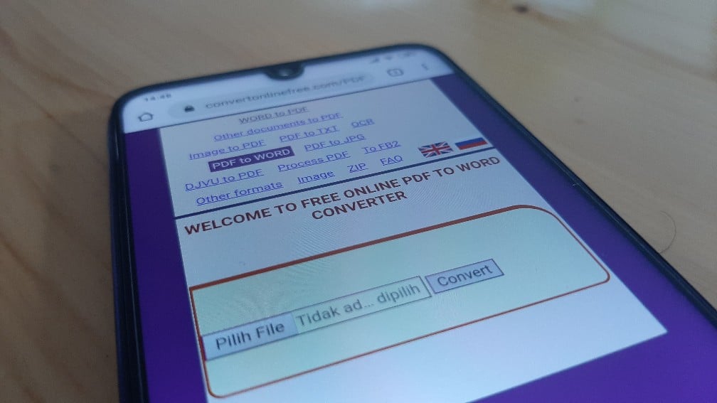 Cara Mengubah Dokumen PDF ke Word online di Android