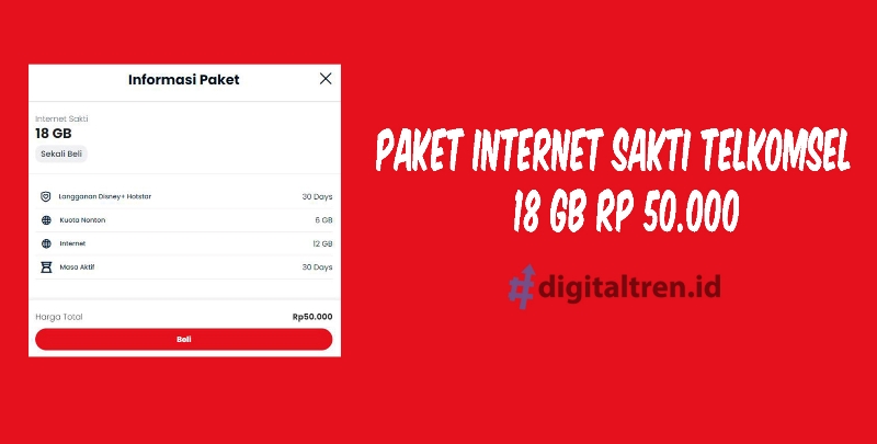 Paket Internet Sakti Telkomsel, 18 GB Cuma Rp 50 Ribu